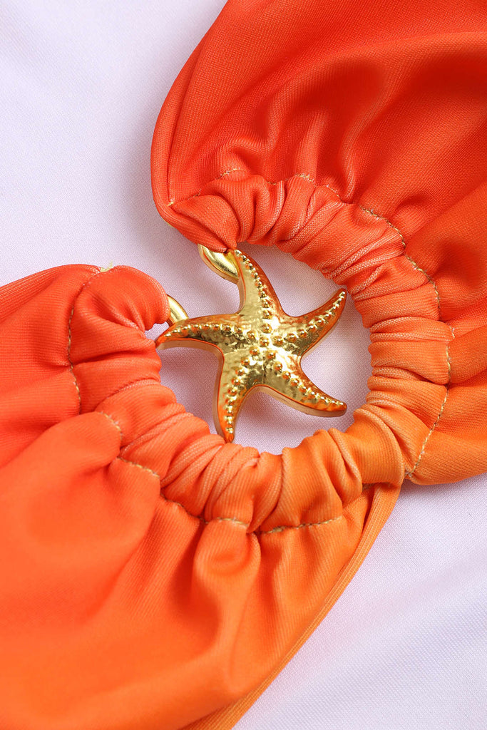 Contrast Metallic Ruched Swimsuit