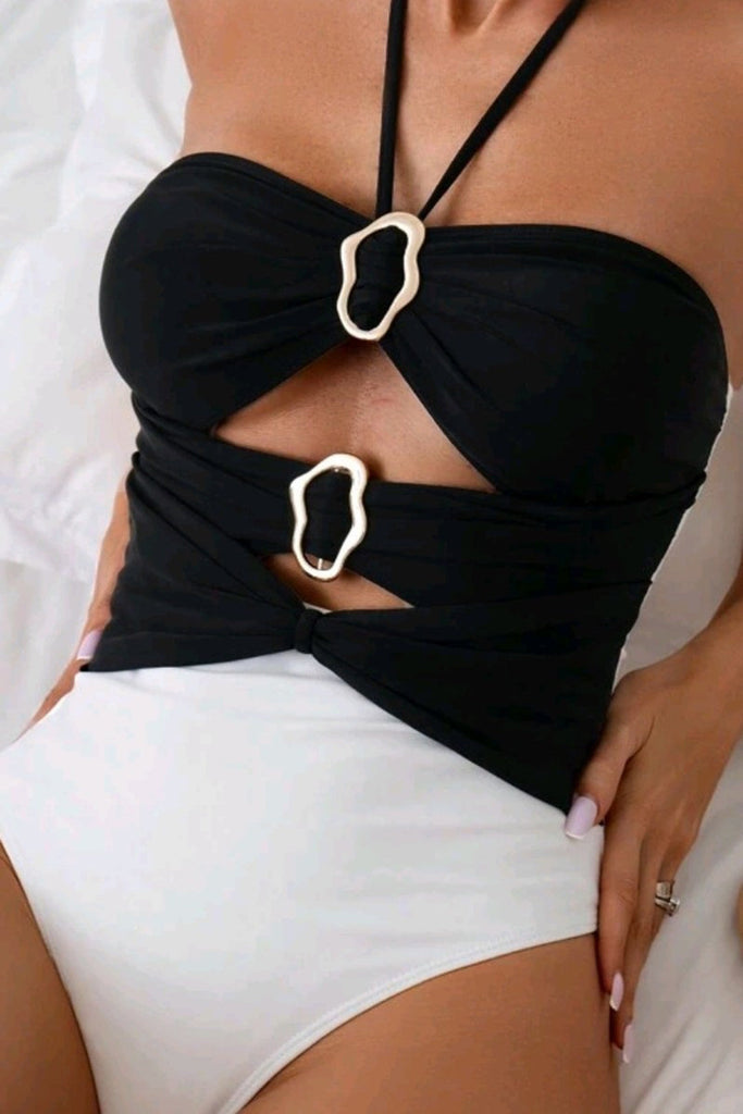 Cut Out Tie Up Tummy Control One-Piece Swimsuit