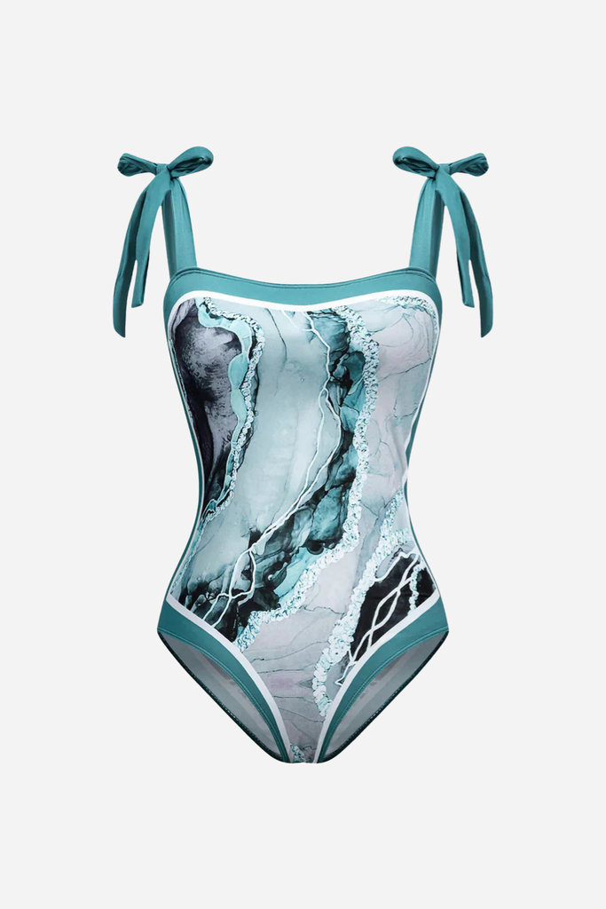 Patterned One Piece Swimsuit and Pareo Set