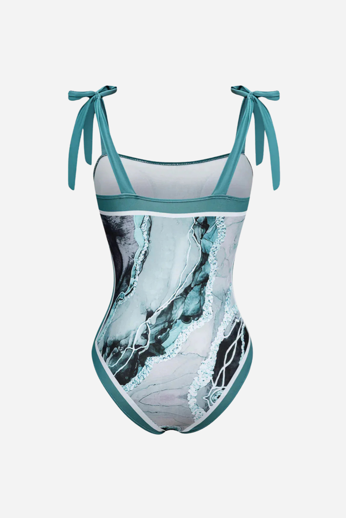 Patterned One Piece Swimsuit and Pareo Set