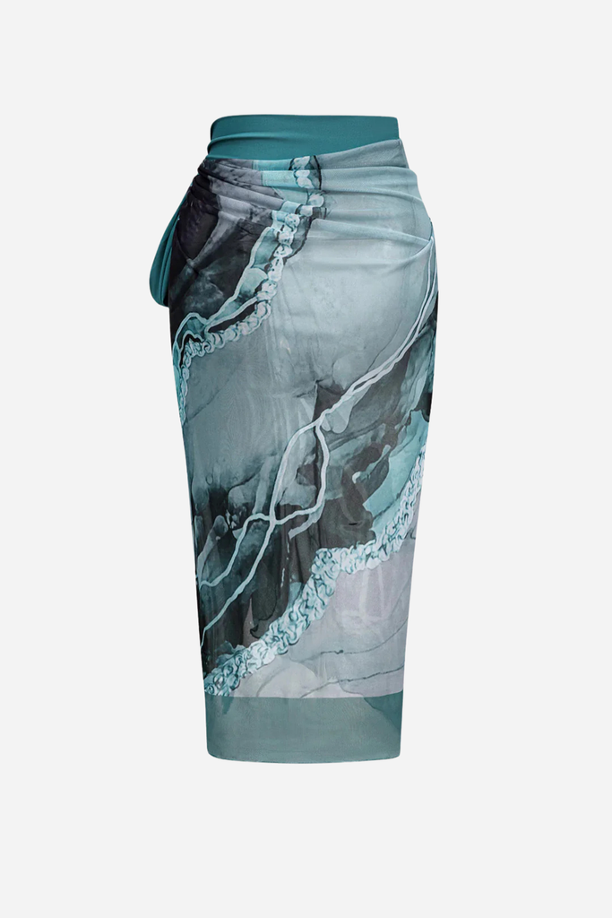 Patterned One Piece Swimsuit and Pareo Set