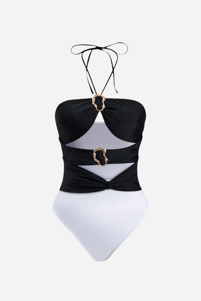 Cut Out Tie Up Tummy Control One-Piece Swimsuit