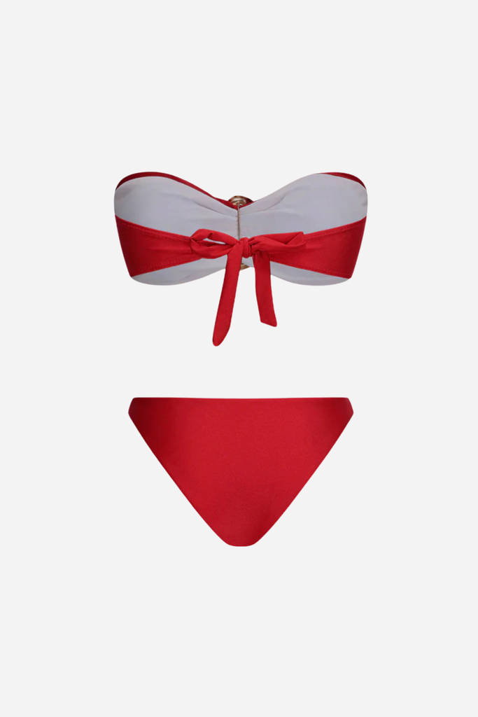 Metallic Tie Back Backless Bikini Set