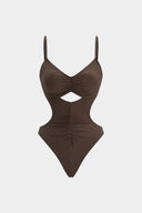 Brown Cut-Out Swimsuit