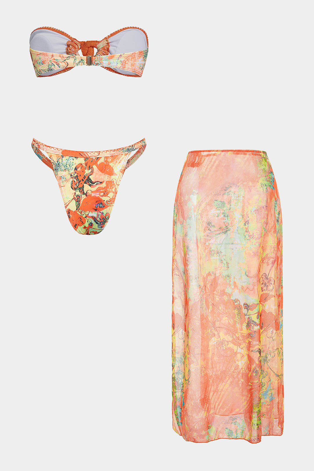 Rosvell Sunset Marble Bikini & Pareo Set