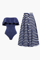 Swimsuit & Elegant Striped Pareo