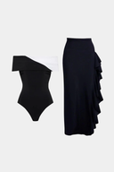 Elegant Black Swimsuit & Sarong