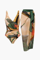 Tropical Beige Swimsuit & Sarong