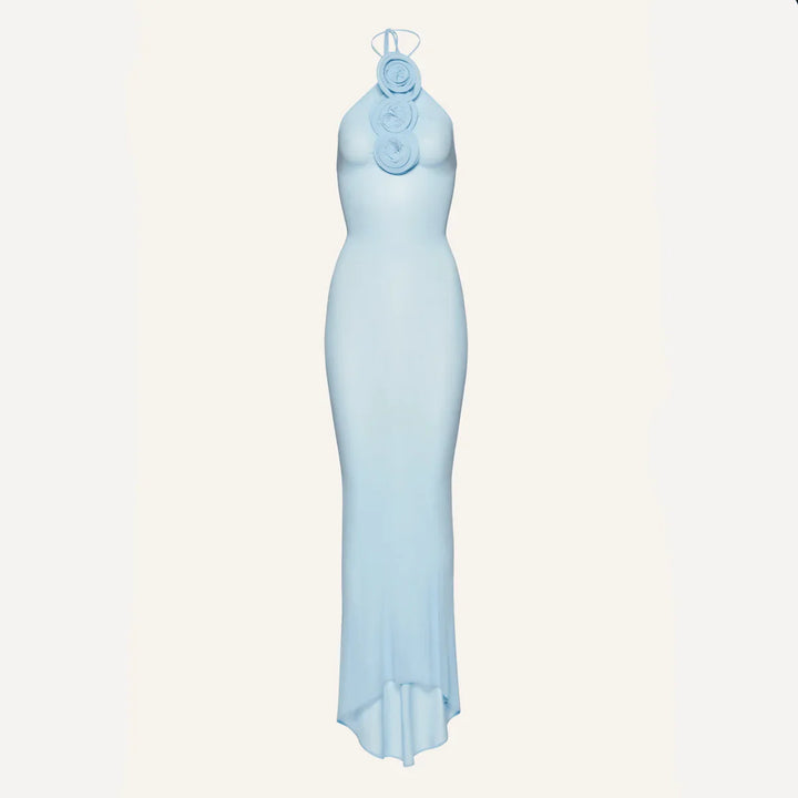 BLAIR Blue Mesh Maxi Elbise