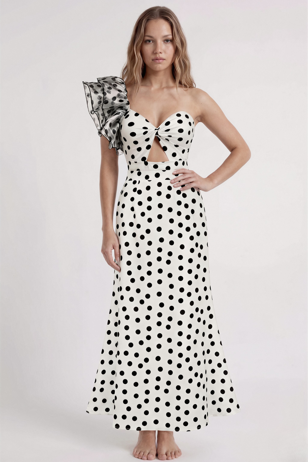 Elegant Polka Dot Swimsuit & Sarong