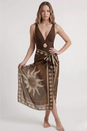 Ethnic Brown Swimsuit & Sarong