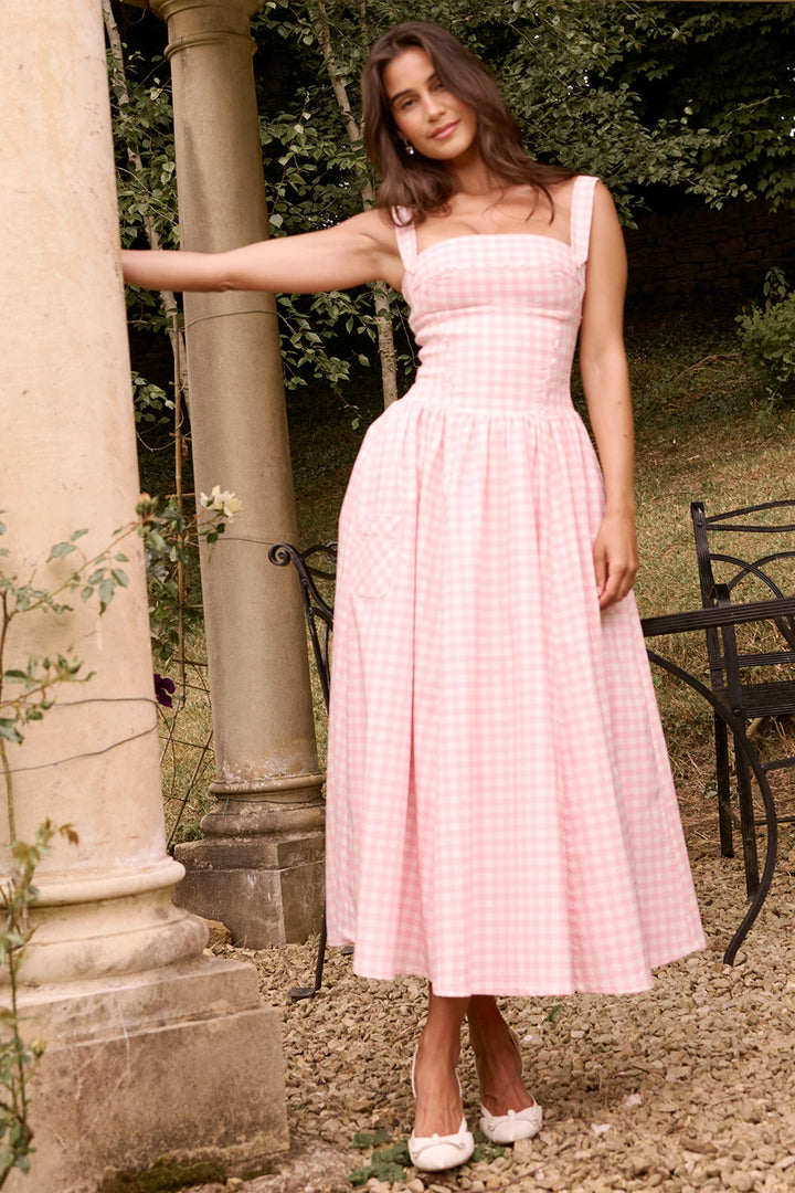 Arlette Gingham Midi Elbise