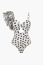 Elegant Polka Dot Swimsuit & Sarong