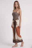 Geometric Brown Swimsuit & Sarong