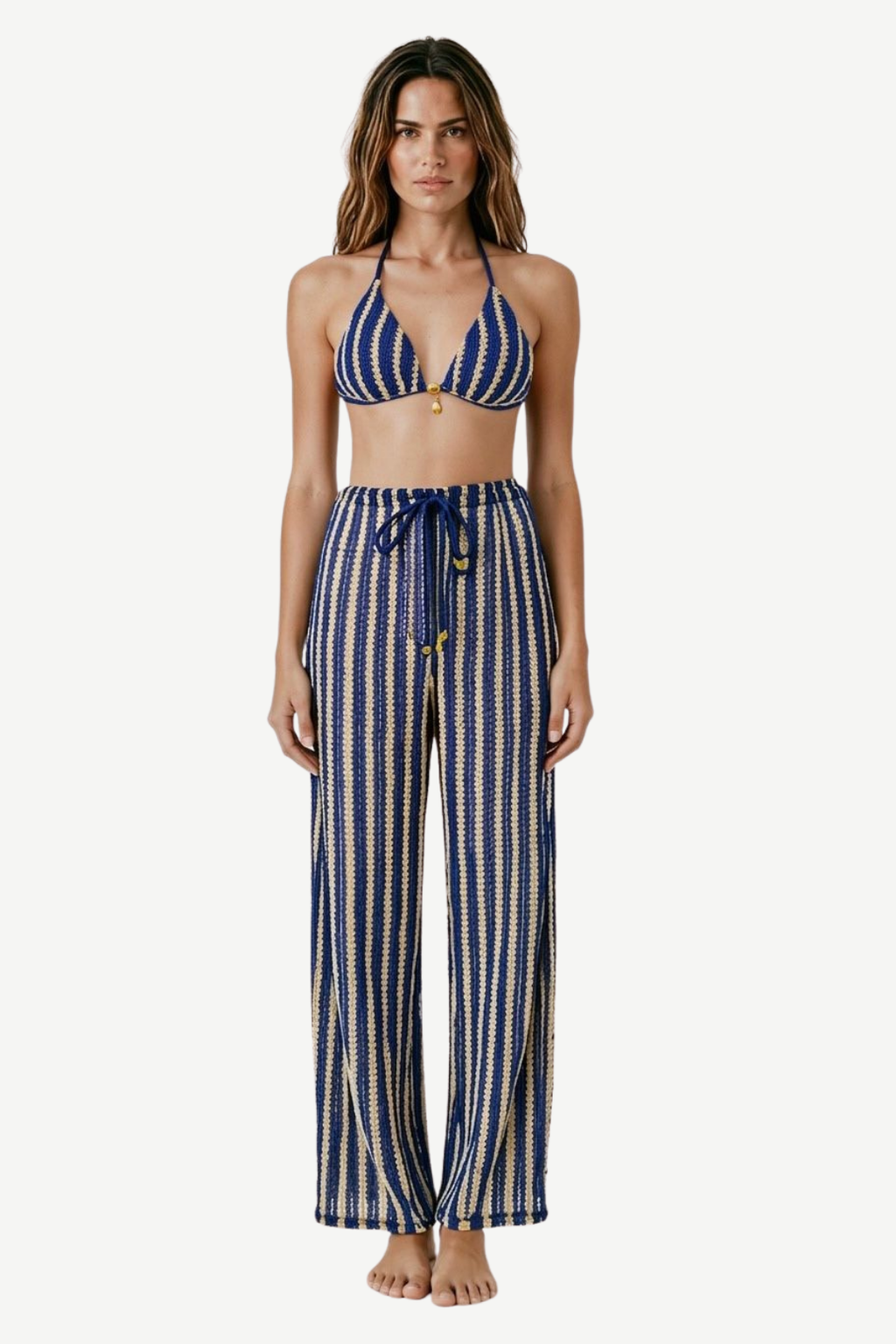 Rosvell Riviera Stripe Bikini & Pantalón Set