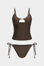 Metallic Decor Cut Out Bikini Set