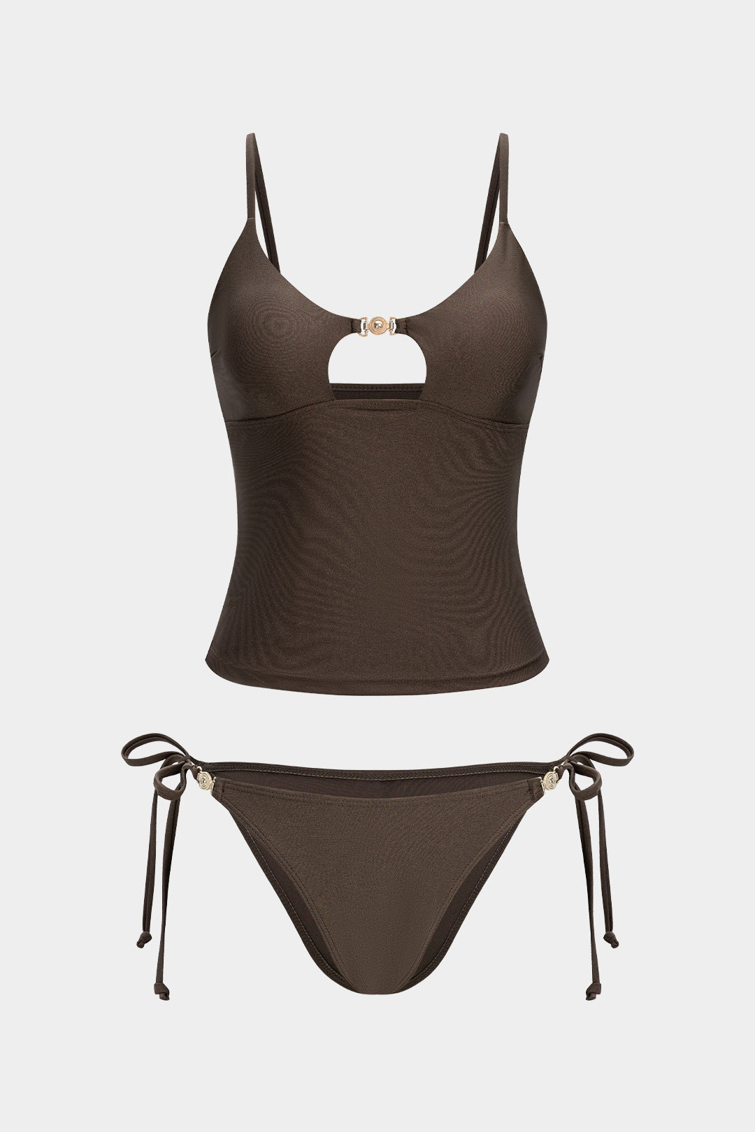 Metallic Decor Cut Out Bikini Set