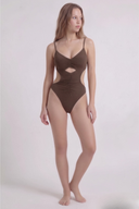 Brown Cut-Out Swimsuit