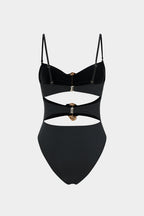 Rosvell Noir Jewel Cut-Out Swimsuit