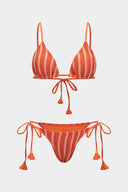 Coral Striped Bikini