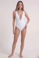 White Deep-Neck Swimsuit