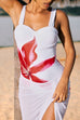 Red Bloom One Piece Swimsuit and Pareo Set