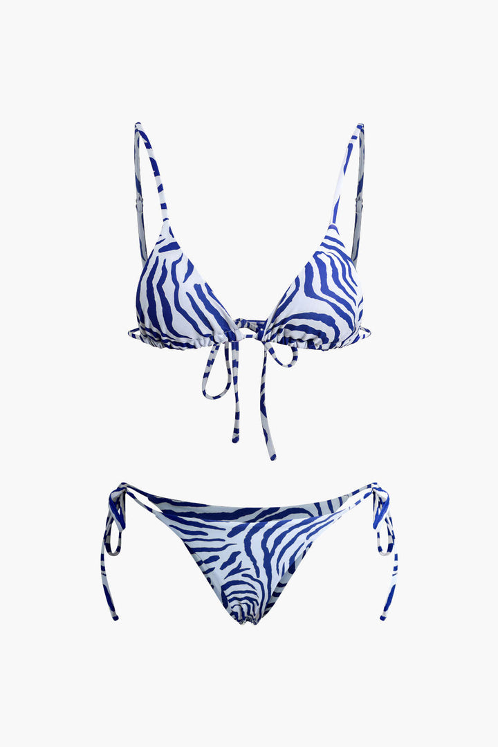 Leopar Desenli Bağlamalı Bikini Takımı