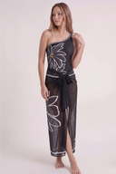 Embroidered Black Swimsuit & Pareo