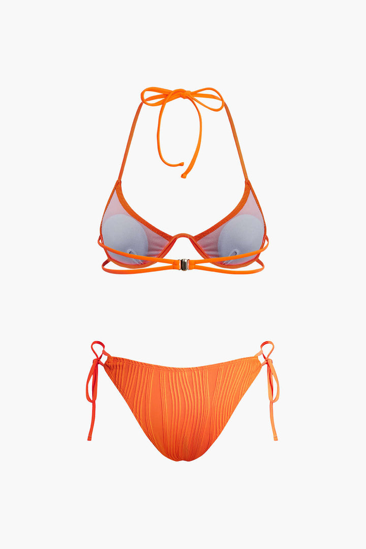 Dantelli Kravatlı Halter Bikini Seti