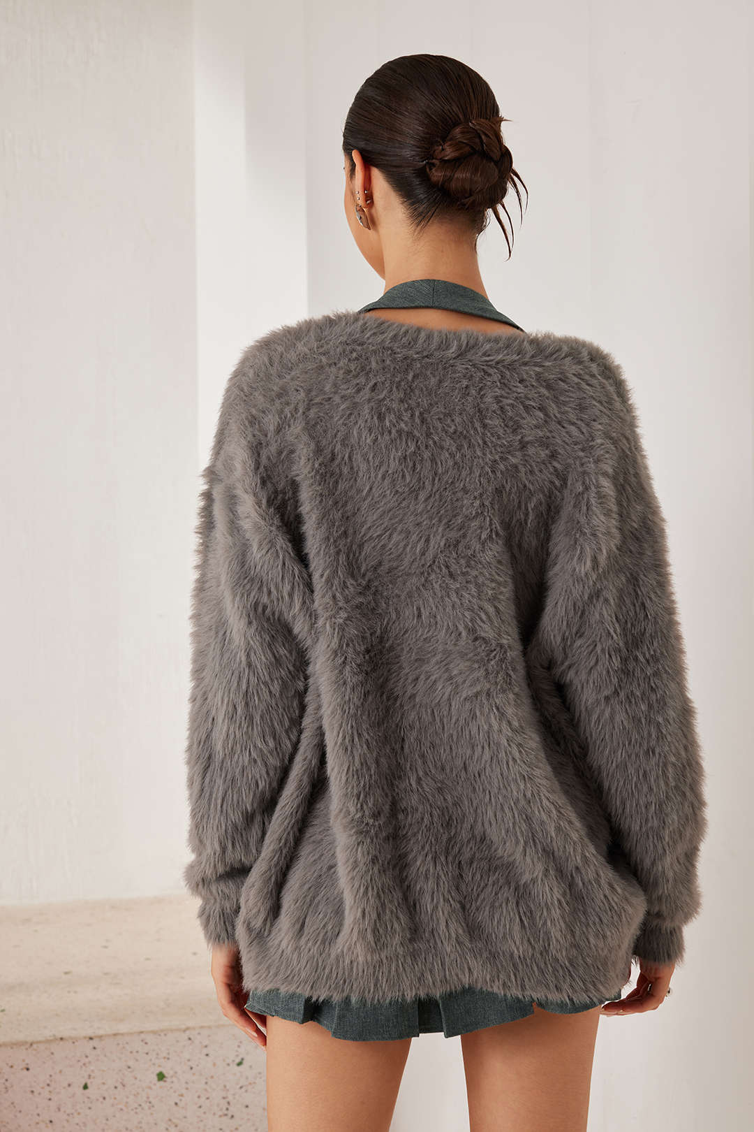 Soft Dokulu Angora Hırka