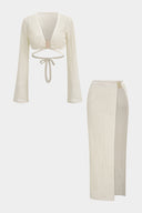 Ivory Aura Tie-Detail Beach Set