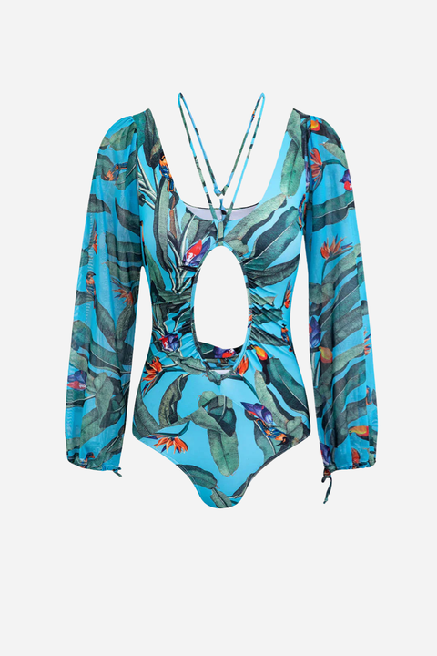 Azura – Tropical Long Sleeve One-Piece Swimsuit
