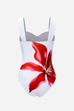 Red Bloom One Piece Swimsuit and Pareo Set