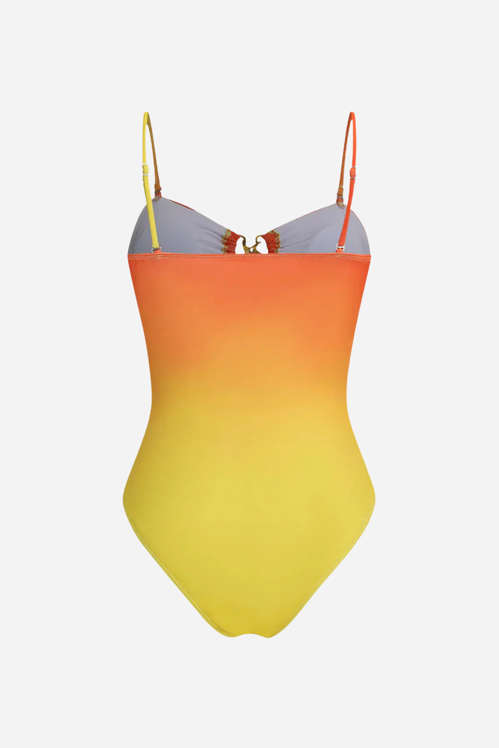 Contrast Metallic Ruched Swimsuit