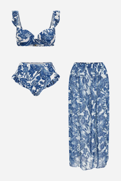 Ocean Bloom 3-Piece Bikini Set