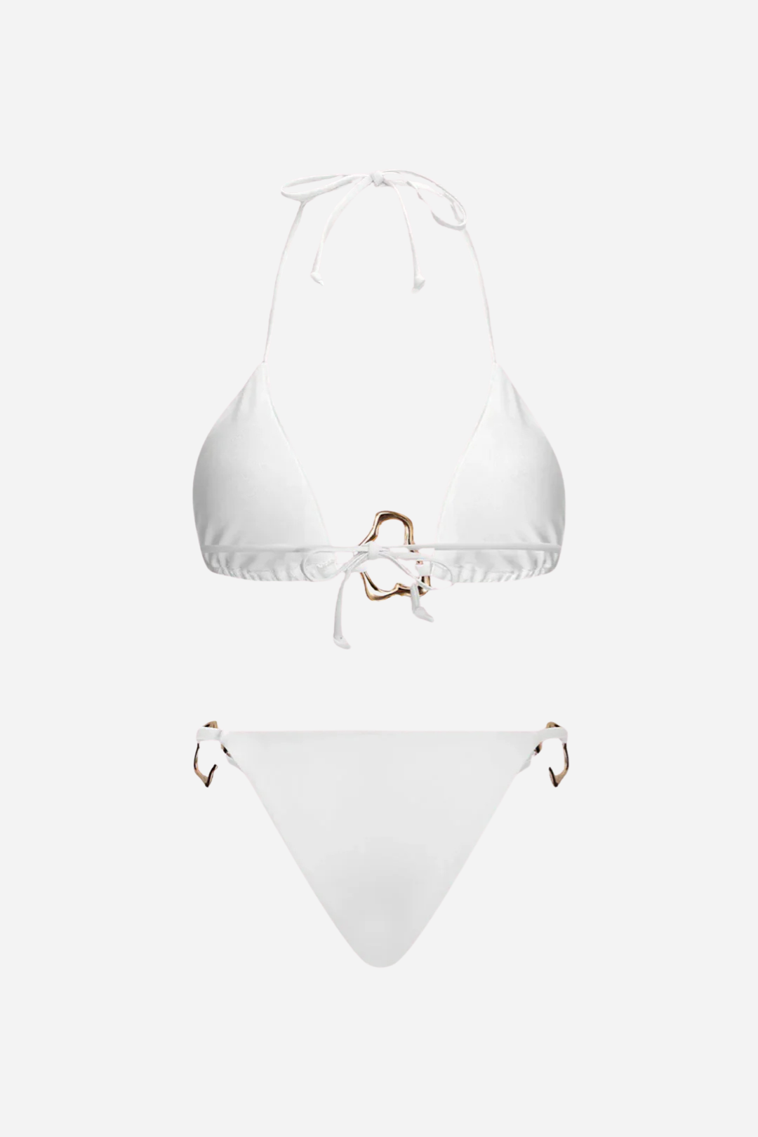 Metallic Decor Ruched Tie-Up Bikini Set