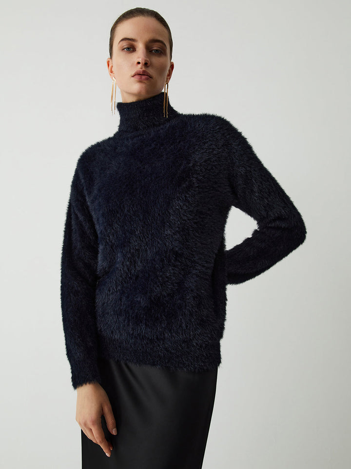 Fuzzy Charming Turtleneck Kazak