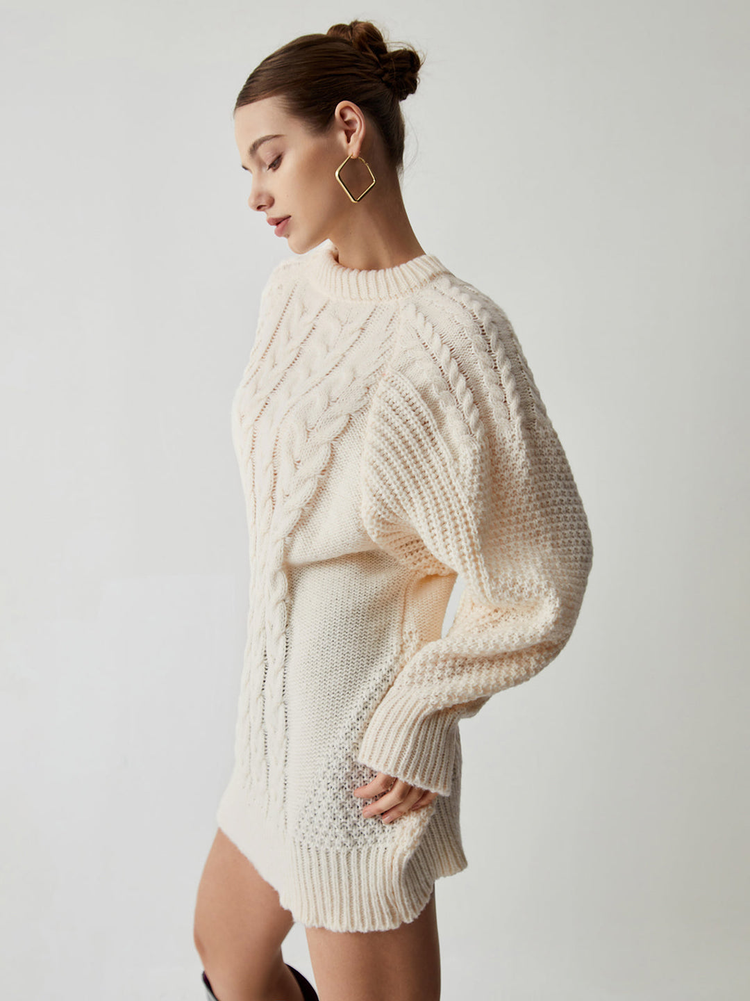 Chunky Cable Graceful Knit Oversized Kazak