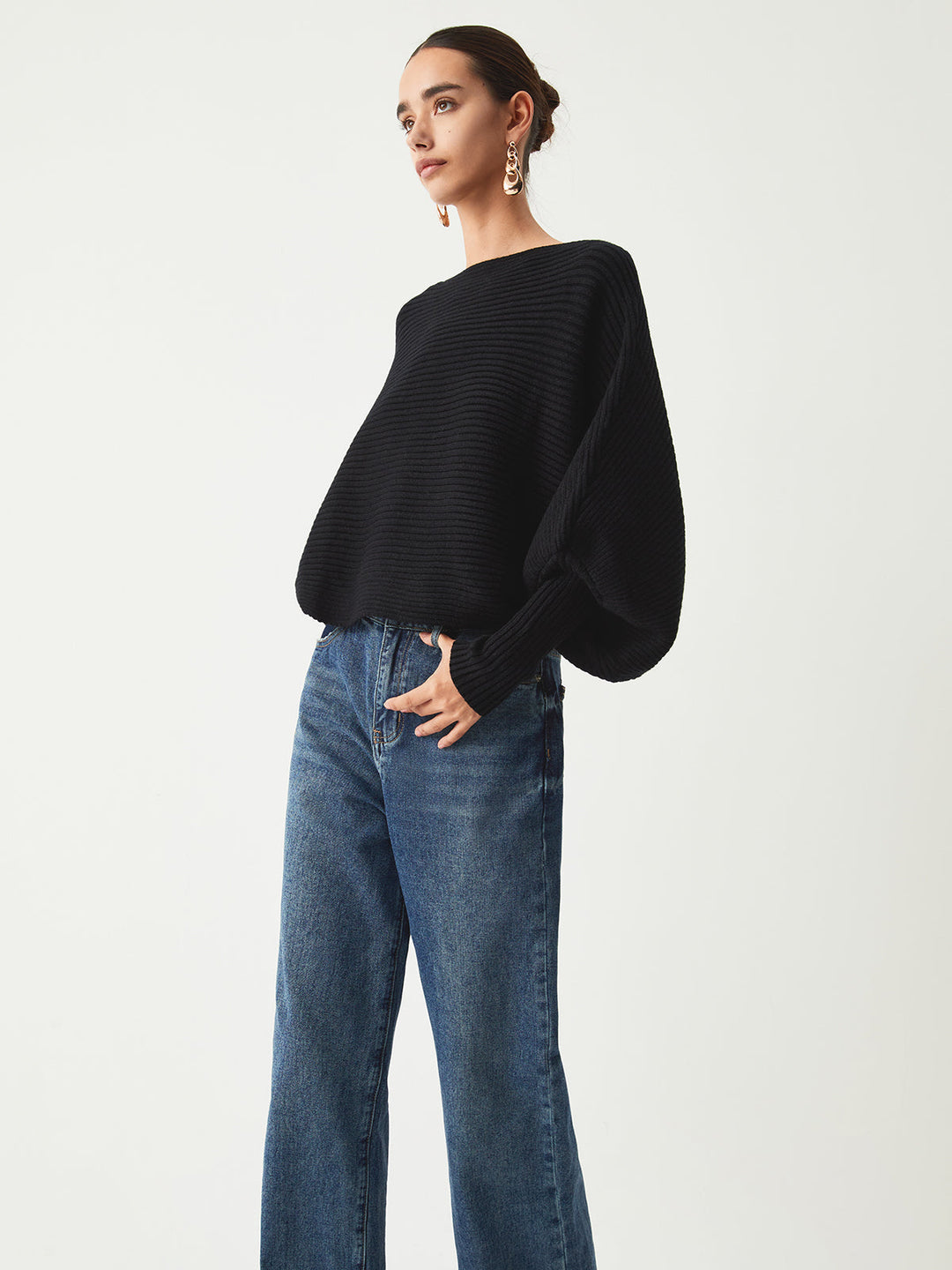 Slouchy Oversized Graceful Rib Crop Kazak