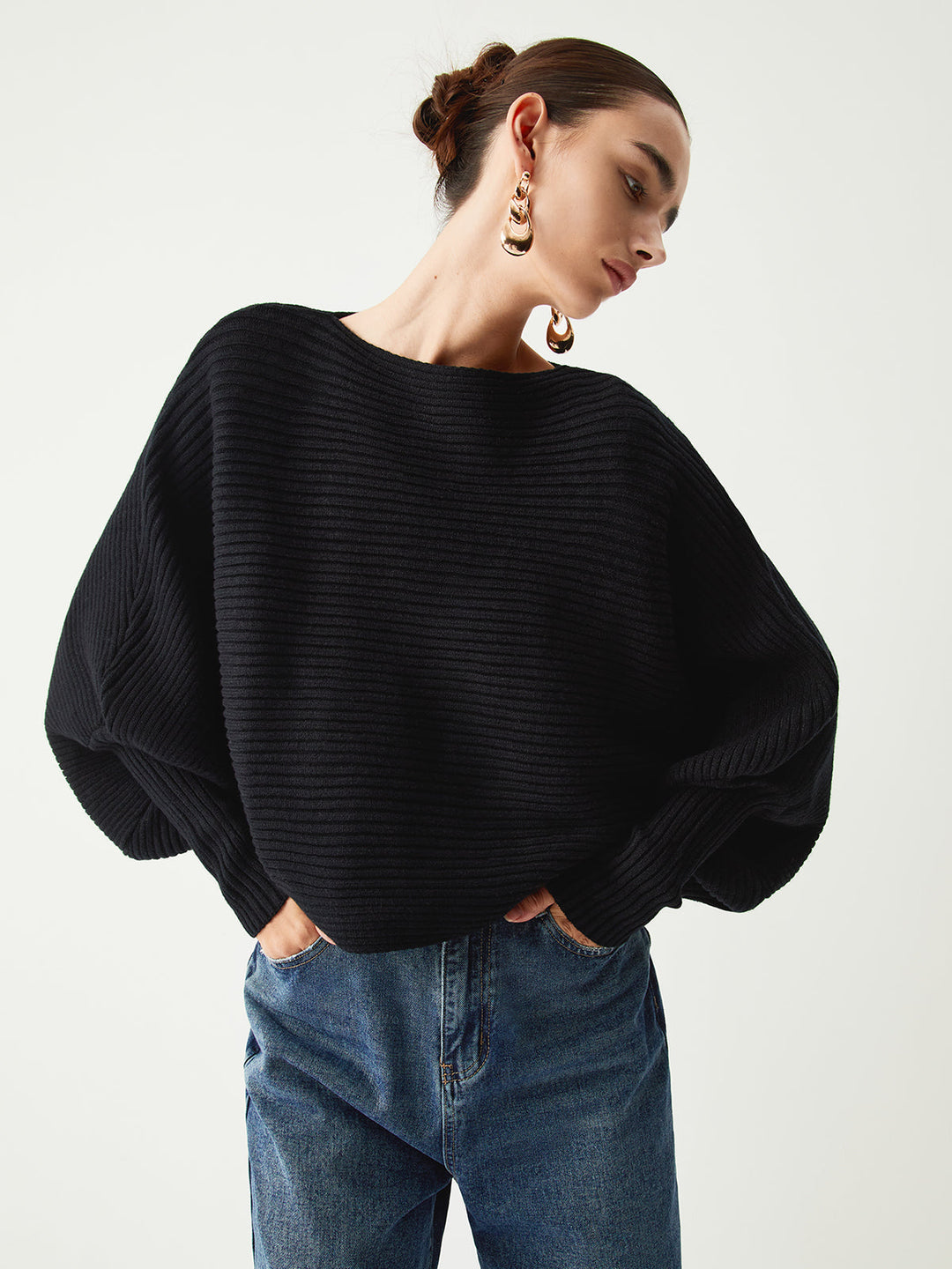 Slouchy Oversized Graceful Rib Crop Kazak