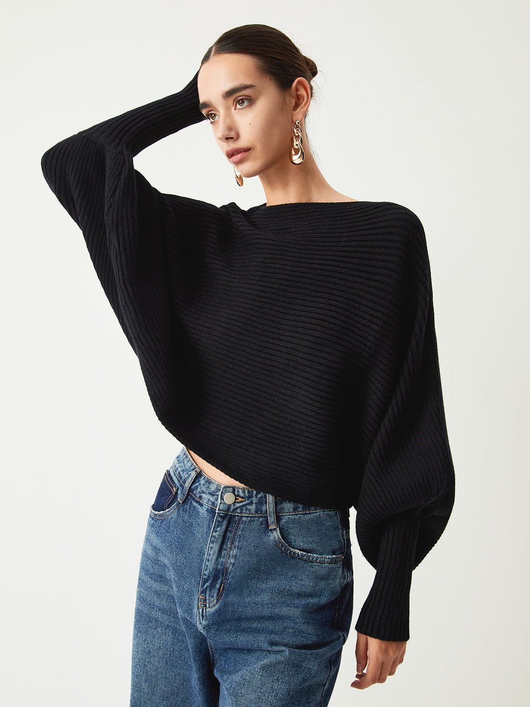 Slouchy Oversized Graceful Rib Crop Kazak