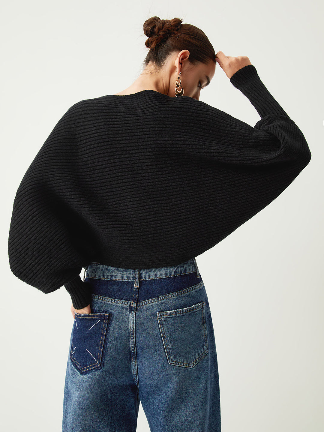 Slouchy Oversized Graceful Rib Crop Kazak