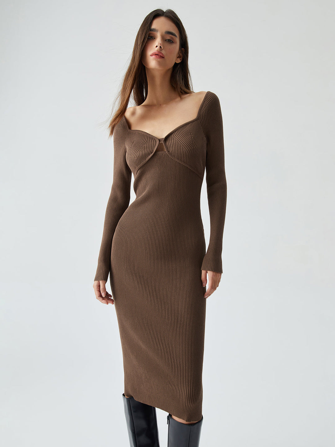 Ribbed Knit Bodycon Trendy Wrap Kazak