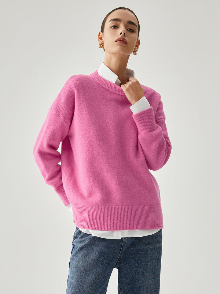 Fuchsia Crew Graceful Neck Knit Kazak