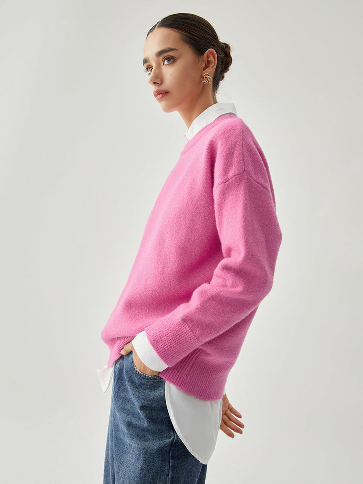 Fuchsia Crew Graceful Neck Knit Kazak