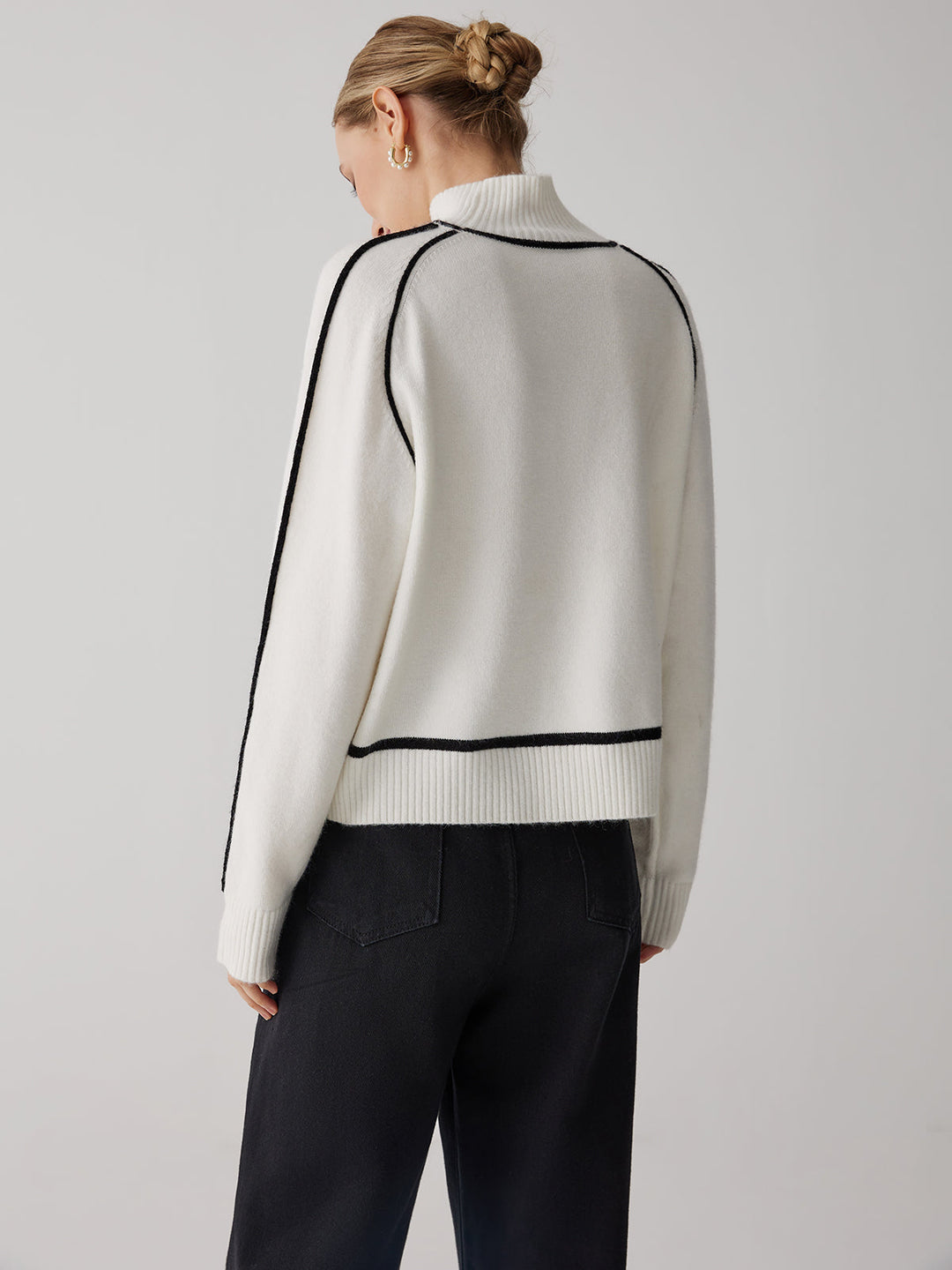 Contrast Turtleneck Graceful Long Sleeve Kazak