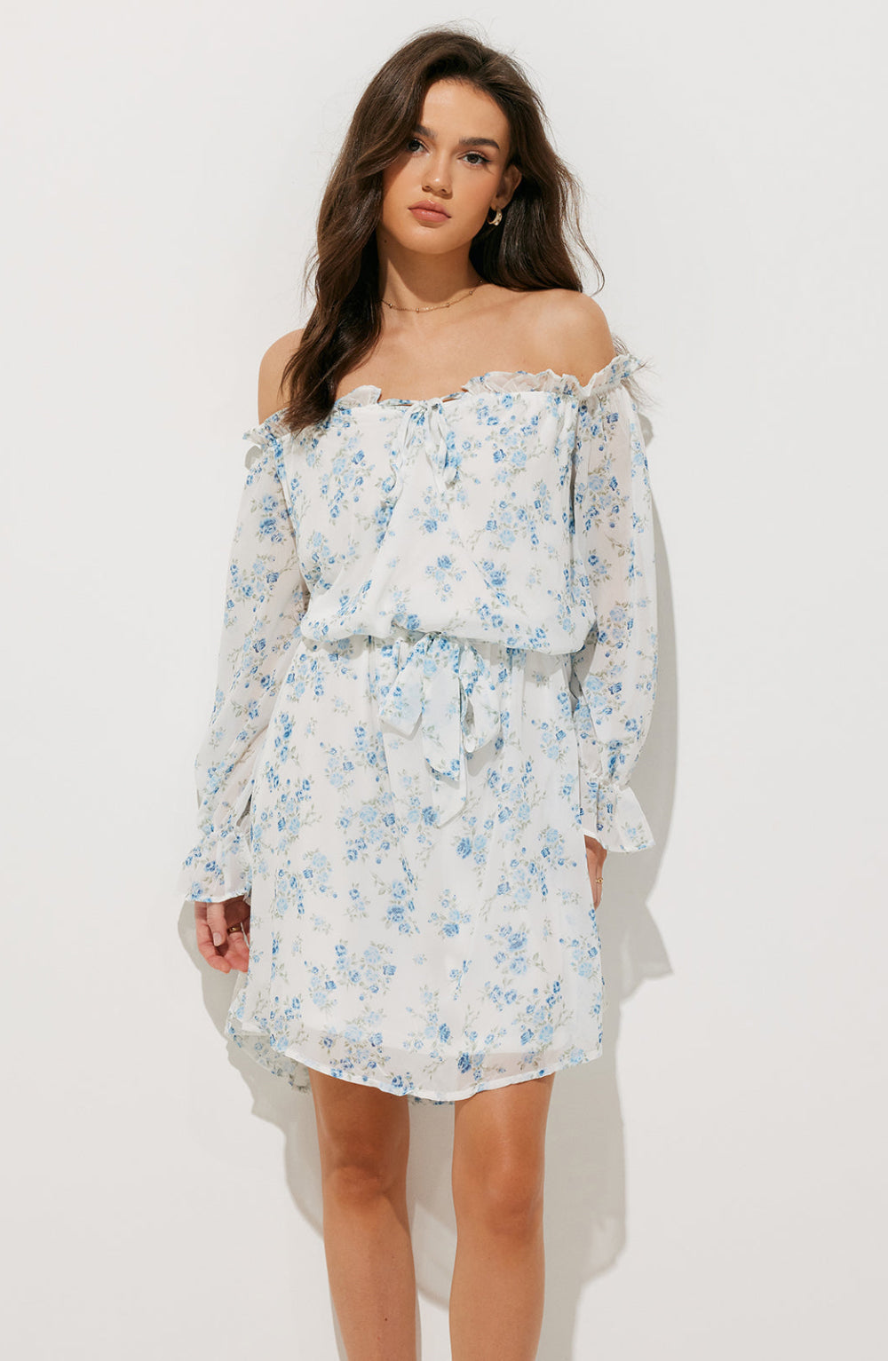 Blue Serenity Off-Shoulder Elbise