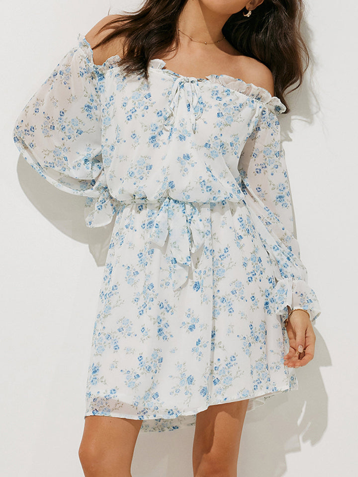 Blue Serenity Off-Shoulder Elbise