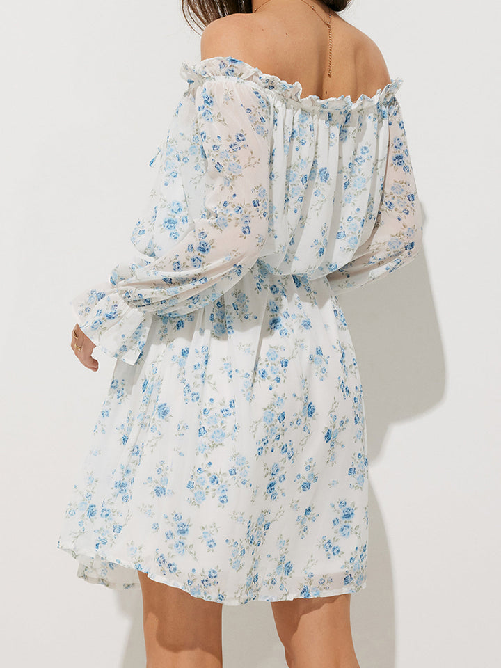 Blue Serenity Off-Shoulder Elbise