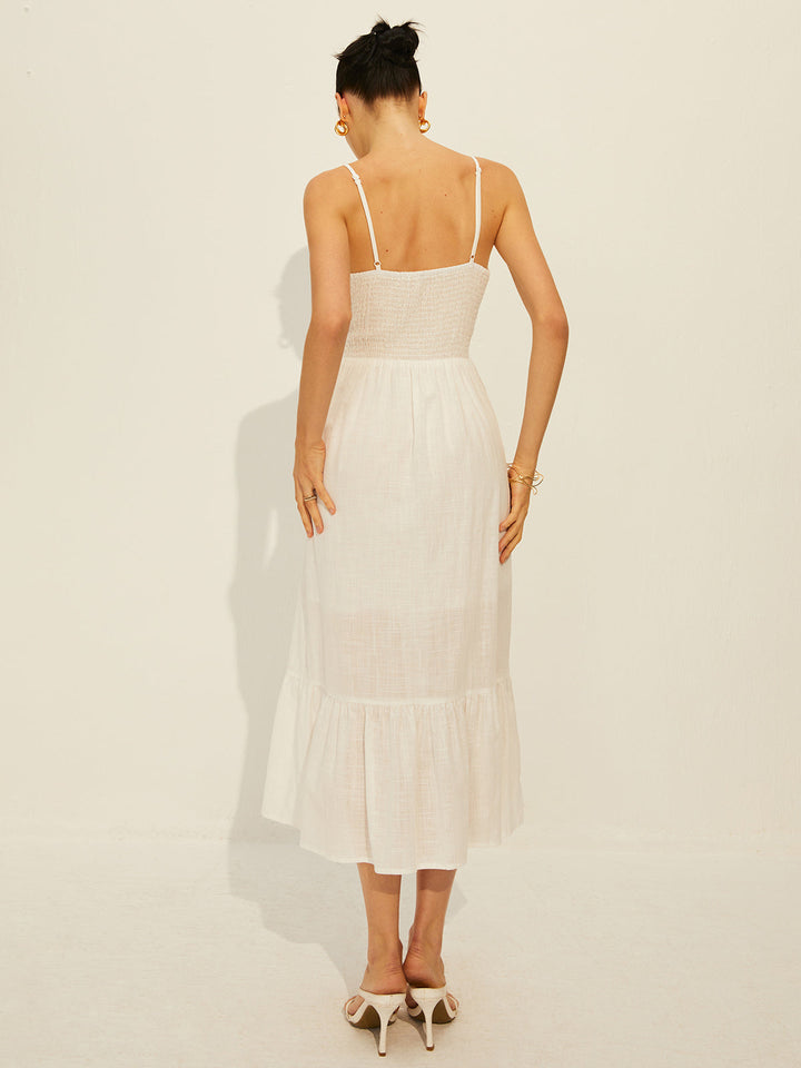 Ivory Elegance Midi Elbise